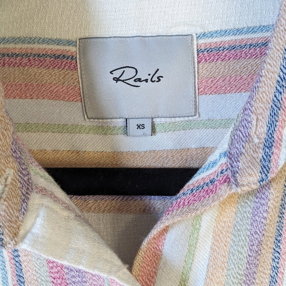 Rails Blouse Boxy Striped Metalic Thread Size XS - Picture 7 of 12